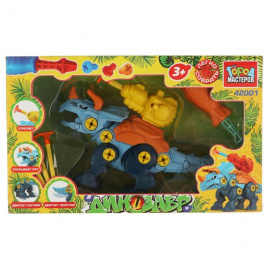 Конструктор с отвёрткой  динозавр С ПУШКОЙ, 25 дет. Город мастеров в кор.2*54шт