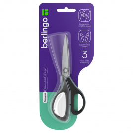 Ножницы Berlingo Easycut 350, 13см, серые, эргономичные ручки, мягкие вставки, европодвес