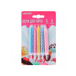 Свечи для торта с подставками Горошек 5шт/уп блистер е/п DEVENTE 9060704