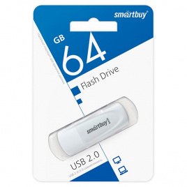 Флеш-драйв 64GB USB 2.0 Scout белый е/п SMARTBUY SB064GB2SCW