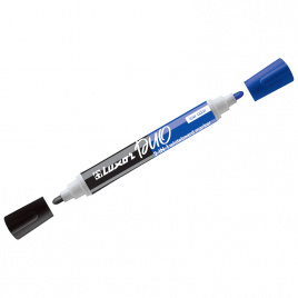 Маркер для белых досок двухсторонний Luxor Duorite черный/синий,  пулевидный, 1-3мм