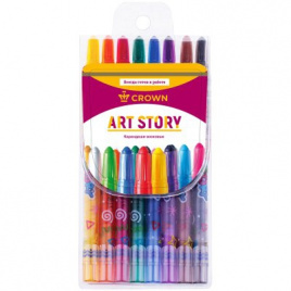 Карандаши восковые Crown ArtStory, 08цв., выкручивающийся стержень, ПВХ, европодвес