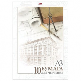Папка для черчения HATBER А3 295х420мм, 10л., без рамки, 190 г/м, Архитект., 10Бч3A_11033(А111239)