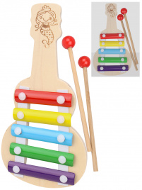 Деревянная игрушка. Ксилофон  5 тонов ГИТАРА (21х11см) (в пакете) (Арт. AN02281)