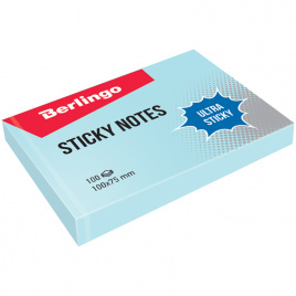 Самоклеящийся блок Berlingo Ultra Sticky, 100*75мм, 100л, пастель, голубой