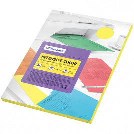 Бумага цветная OfficeSpace Intensive Color, A4, 80 г/м?, 100л., (желтый)