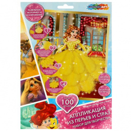 Аппликация из перьев и страз 17x23 см прекрасный бал МУЛЬТИ АРТ в кор.100шт