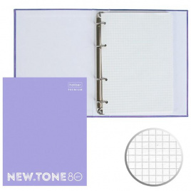 Тетрадь на кольцах 80л клетка ламин NEWtone PASTEL лаванда HATBER-PREMIUM 80ТК5A1_05019