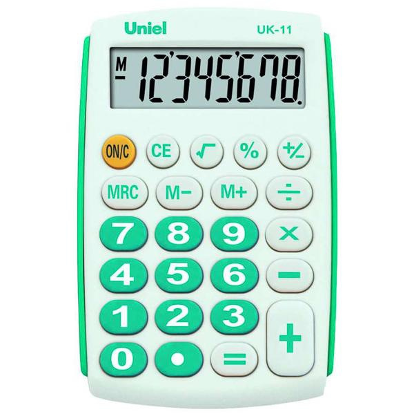 Калькулятор карманный 08-разрядный 97*62мм бирюзовый е/п UNIEL UK-11B фото 1